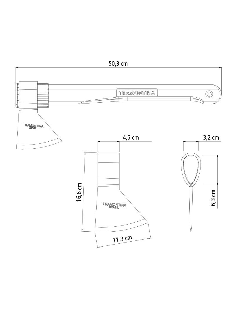 TRAMONTINA Size 2 Welded Axe Round Head with 50cm Wood Handle - Image 2